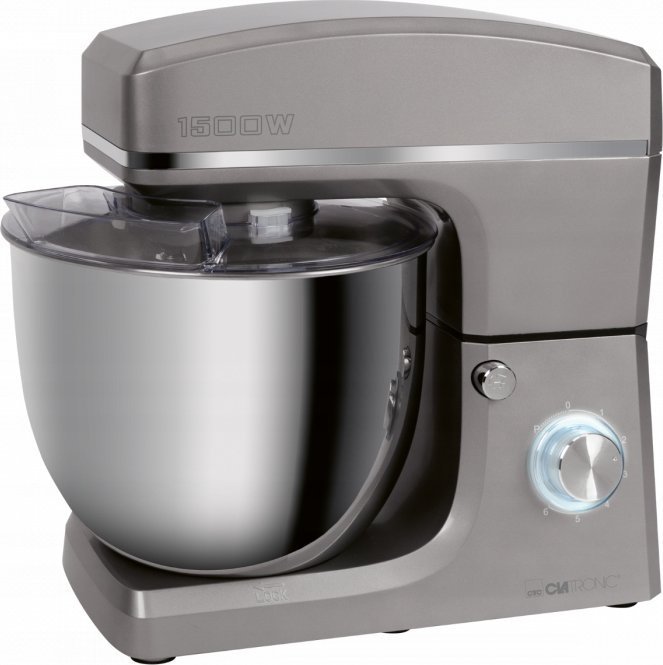 Clatronic Km 3765 Titan Küchenmaschine, Silbergrau, Große Schüssel, 10 L, 6 Kg, 1500 W