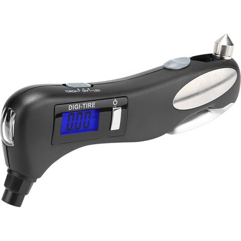 Multifunktionale Outdoor-taschenlampe, Auto-notfall-sicherheitswerkzeug, Reifendruckmesser, Schneidwerkzeug.