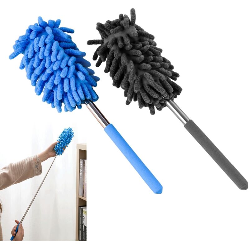 Plumeau Poussiere Telescopique, Lot Von 2 Plumeau Extensible Mit Einigen Teleskopen, Long For Toiles D'Aignées, Plumeau Long Extensible 75 Cm, Élimination Facile De La Poussière