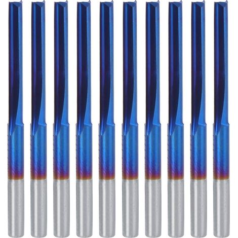 10 Stück 3,175-mm-schaftfräser, Grifffräser, Cnc-schaftfräser Mit Nano-blau-beschichtung Für Die Bearbeitung Von Holz, Acryl, Pvc, Eva, Schaumstoff, Sperrholz Und Hartmetall