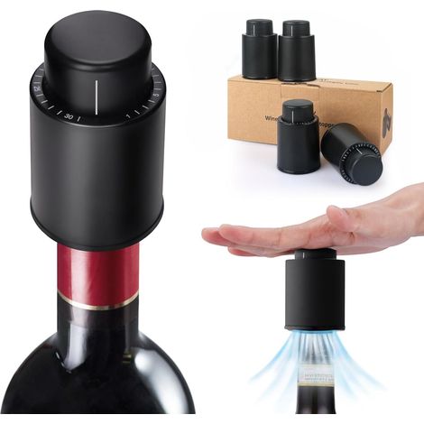 Vakuum-weinflaschenverschlüsse Für Champagner/wein, Wein-vakuumpumpe Mit Timer, Wiederverwendbarer Luftdichter Weinverschluss, Ideales Geschenk Für Weinliebhaber