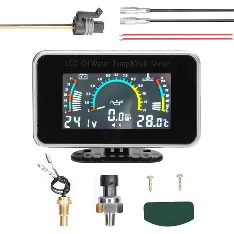 9v-36v Dc 3-in-1 Auto-lcd-digitalinstrument, Öldruckanzeige, Voltmeter, Tankanzeige, Wassertemperaturanzeige, Druckanzeige