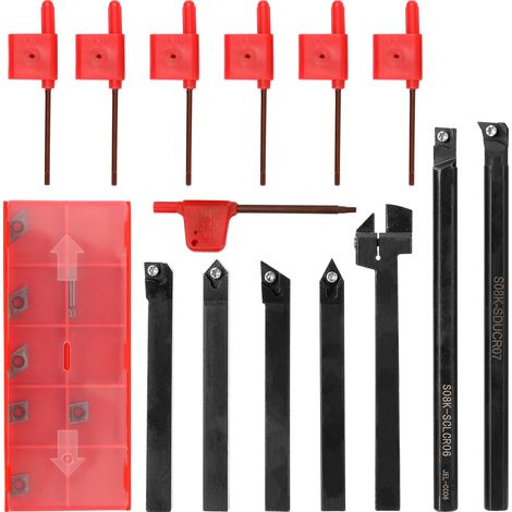 Cnc-drehwerkzeugsatz Mit Wendeschneidplattenhalter + 10 Hartmetall-wendeschneidplatten + 7 Schraubenschlüssel