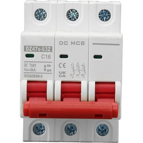 3-poliger Mini-leistungsschalter, Miniatur-leistungsschalter Für Kleine Gleichstrom-solar-pv-systeme, 750 V, 16 A