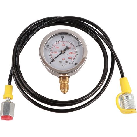 M16 2-bsp1/4 Hydraulikschlauch-prüfanschlusskupplung + 0400bar/6000psi Manometer + 1,5 M Schlauchdruckmesser Für Wasseraufbereitungsanlagen