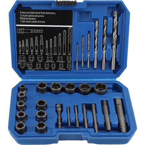 26-teiliges Set Diebstahlsichere Bolzenausdreher, Ausdreher Für Beschädigte Muttern, Chrom-molybdän-material, 10–19 Mm
