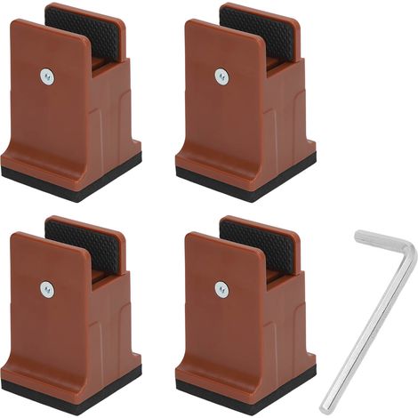 Yosoo Health Gear Verstellbare Bettgitter 4-teiliges Möbelbeinschutzset Mit Schraubklemmen, Stabile Gummi-bett- Und Sofastützen (braun)