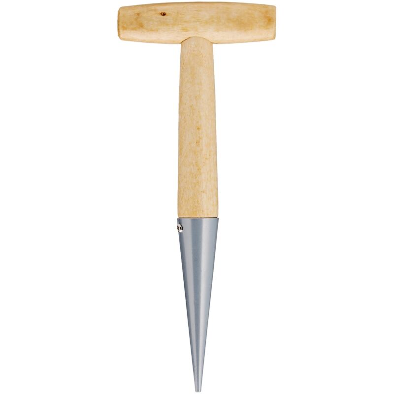 Blumenzwiebelpflanzer Mit Stahlspitze, 27 Cm – Handpflanzer Mit Massivem Holzgriff – Gartengerät Für Erwachsene, Braun