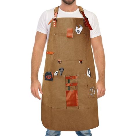 Holzbearbeitungsschürze Für Herren, Geschenk Für Schreiner, Mit 8 Werkzeugtaschen, Strapazierfähige Arbeitsschürze Aus Gewachstem Canvas