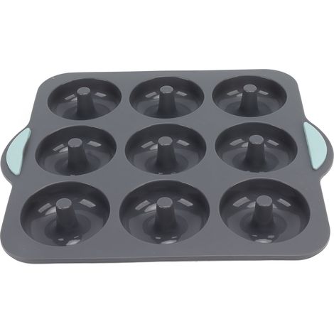 Zerodis Silikon-donutform Mit 9 Mulden, Antihaft-donut-drücker-set Für Kekse, Kuchen, Muffins, Hohe Flexibilität, Spülmaschinenfest, Mikrowellengeeignet (dunkelgrau)