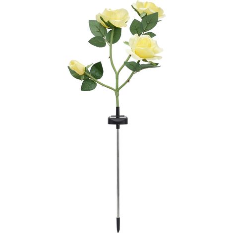 Solar-rosenleuchte Mit 4 Köpfen, Ip65 Wasserdicht, Dekorative Led-blumen-landschaftsleuchte Für Garten Und Hof (gelbes Led-licht)