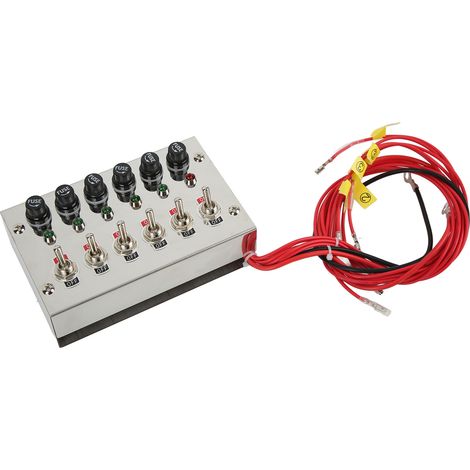 Dc12v 24v 15a 6-fach Wippschalterfeld Mit Sicherungen Und Led-anzeigen Aus Poliertem Edelstahl Für Rennwagen, Wohnmobile Und Lastwagen.