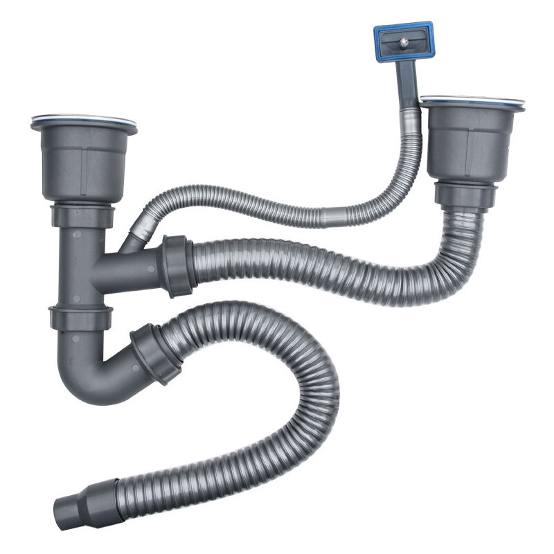 – Flexibler Pvc-ablaufschlauch Für Spülbecken – Geruchsneutral – Schnelle Installation – Zwei 50-mm-auslässe – Robuste Konstruktion Aus Pp Und Edelstahl