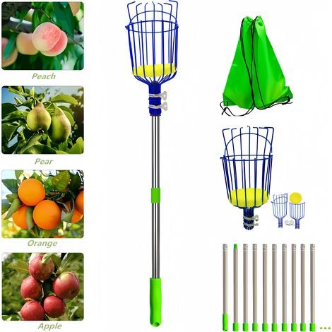 – 4 Meter Langer Teleskop-obstpflücker – Edelstahlkorb – Verbesserter Greifer Mit Polsterung – Zur Ernte Von Äpfeln Und Orangen