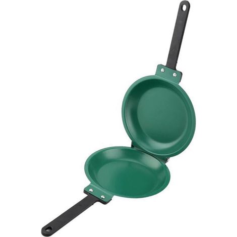 Riuulity Faltbare Edelstahlpfanne, Doppelseitige Antihaftpfanne, 19 Cm Für Die Schnelle Zubereitung Eines Frühstücks (grün)