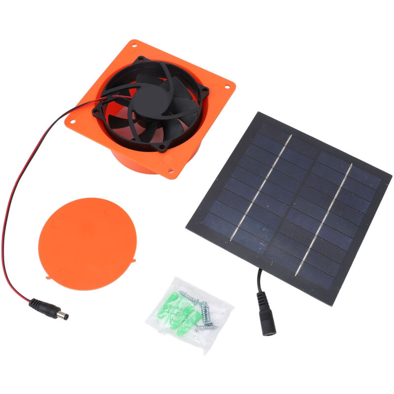 Belüftungsset Mit Monokristallinem Siliziumpanel, Solarbetriebener Abluftventilator, 20 W, 5 V, Mit Rundem Deflektor, Für Gewächshaus, Boot, Wohnmobil A