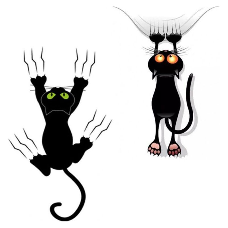Aufkleber „schwarze Katze“ – Uv-beständiges Pet-vinyl – Für Auto, Fenster, Laptop, Wand – 2 Bögen