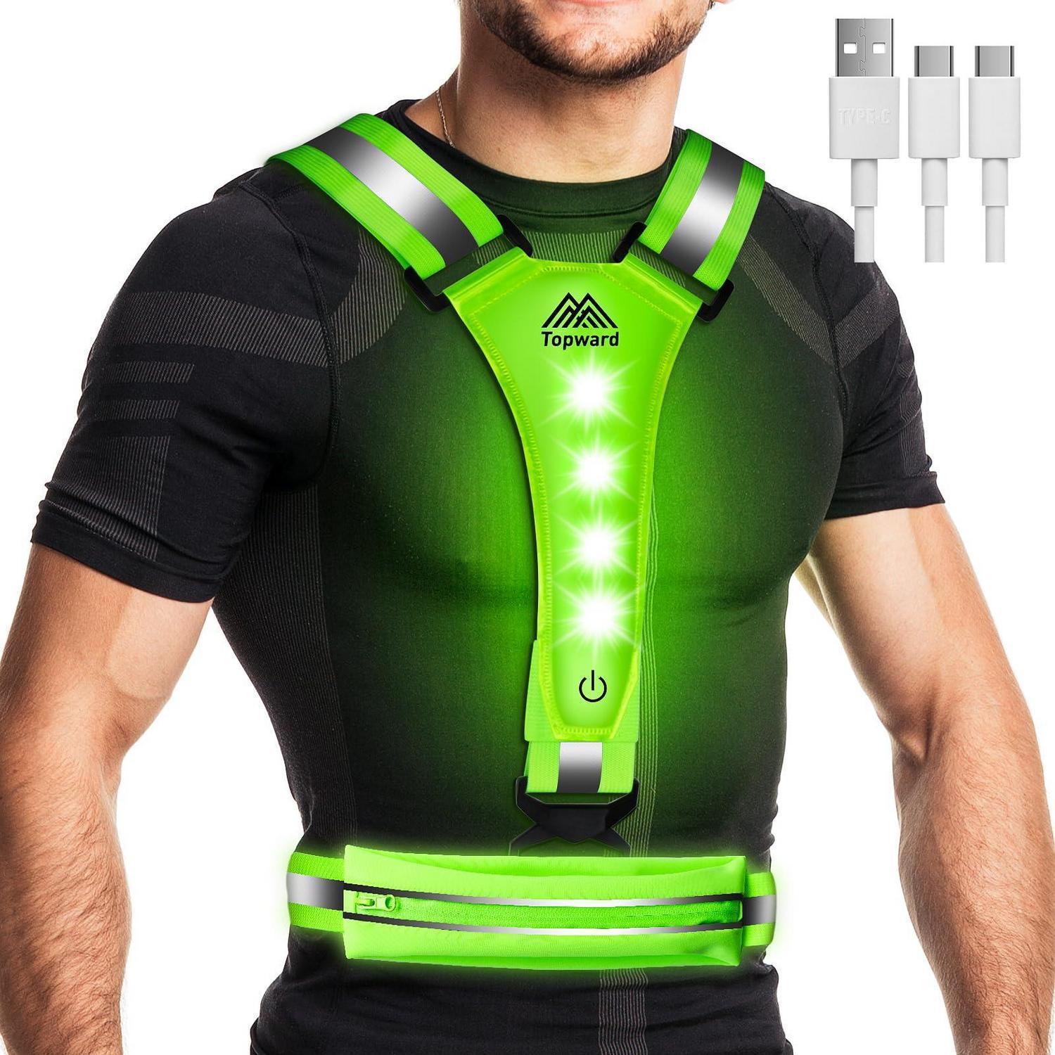 Led Warnweste Für Laufen & Radfahren, Wiederaufladbar, 360° Sichtbarkeit, Grün