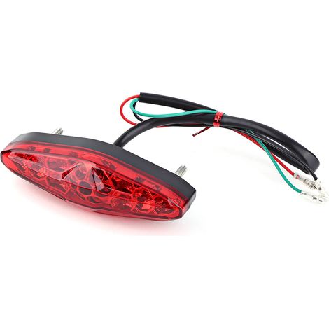 Aramox Rücklicht, 12v 15 Led Motorrad Rücklicht Rücklicht Atv Dirt Bike Universal Rauchgrau (rot).