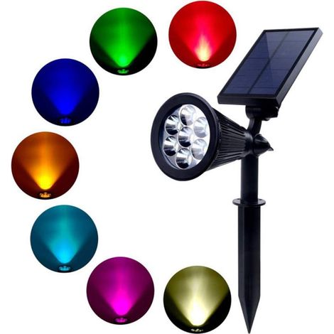 2 Stück 7-led-solar-gartenleuchten, Wasserdichte Außenstrahler, Garten-, Hof- Und Landschaftsleuchten Mit Erdspieß Für Terrasse Und Rasen (7 Lichtfarben)