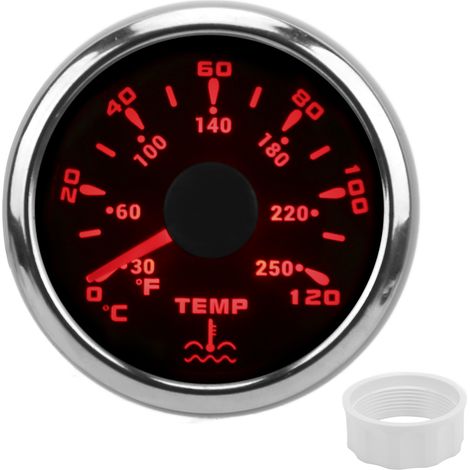 Wassertemperaturmesser, Kfz-temperaturmesser Pvc Abs 316 Edelstahl Kfz-temperaturmesser Mit Kappe Für Wohnmobile Und Boote (schwarz).