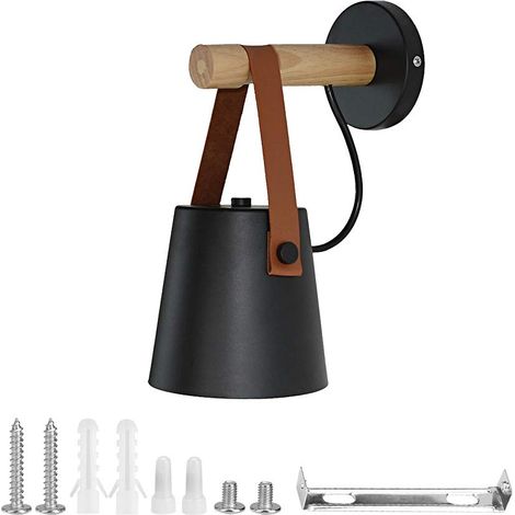 Moderne Led-wandleuchte, Schlafzimmerlampe, Wandleuchte, Holzwandleuchte Für Schlafzimmer, Wohnzimmer, Flur (schwarz)