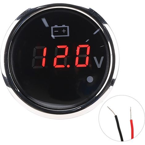 Zoll Led Digitalanzeige Spannungsmesser 8v-32v, Ip67 Wasserdichter Smart-alarm, Edelstahl 316, Breites Anwendungsgebiet In Schwarz Für Auto Und Boot, (schwarz).