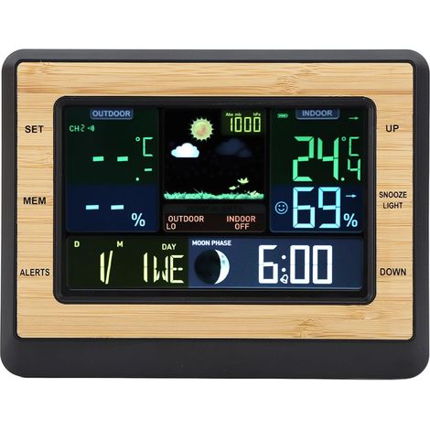 Innen-/außenthermometer, Farbwetteranzeige Mit 6 Wettervorhersagestufen Für Zuhause