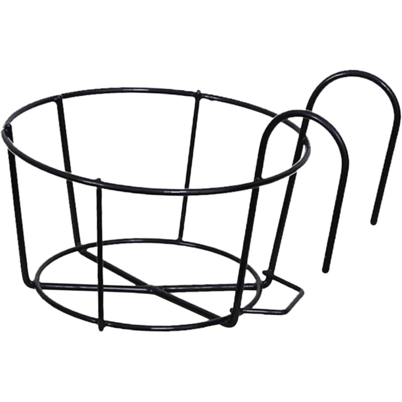 Runder Blumenkasten Mit Geländer, Zaunregal, Hängekorb Aus Eisen, Halterung Für Balkon, Terrasse Oder Veranda, Schwarz, 20 Cm