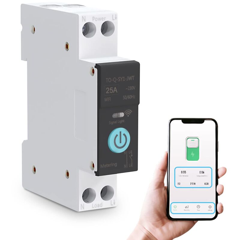 – Intelligenter 25-a-wlan-schalter – Din-schienen-leistungsschalter – 230 V Wechselspannung – Bluetooth- Und Wlan-fernbedienung