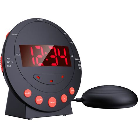 Leistungsstarker Wecker Mit Bettvibrator, Vibrationsblitz, Einstellbarer Helligkeit, Zwei Einstellungen, Usb-ladeanschluss Und Digitaler Led-anzeige Für Tiefschläfer, Erwachsene, Kinder, Jugendliche U