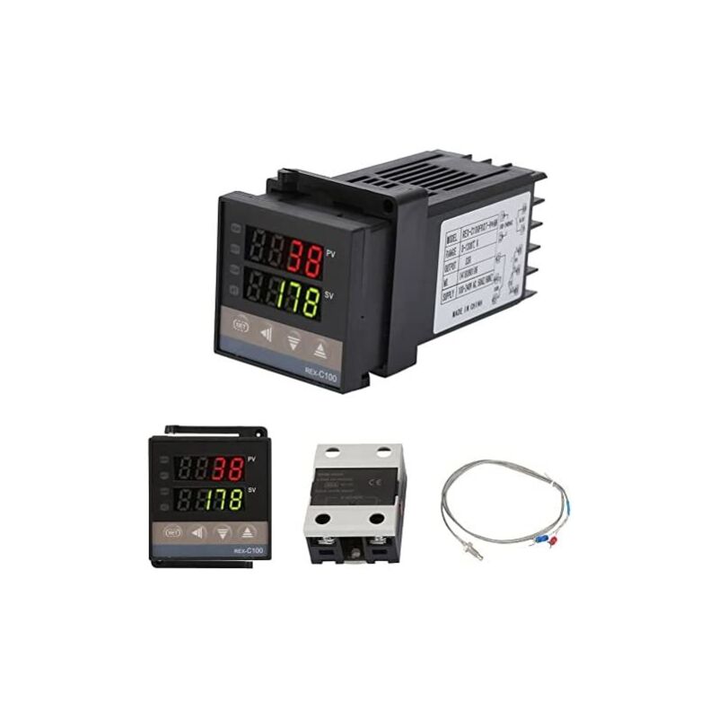 – Digitaler Temperaturregler Rex-c100 – Messbereich 0–1300 °c – Stromversorgung: 110–240 V Wechselstrom – Genauigkeit: 0,5 % Fs – Wasserdichte Edelstahlsonde – 110–240 V Wechselstrom