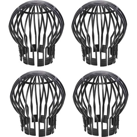 Aimoonsa – 4er-set Dachrinnenabdeckungen 13,2 X 14,5 Cm – Schwarzer Kunststoff – Kompatibel Mit Fallrohren – Schutz Vor Schmutz