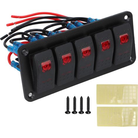 5-fach Schalterpanel, Led-wippschalter Mit Aufkleber Für Boote Und Wohnmobile, 12 V, 24 V, Dc 12 V.