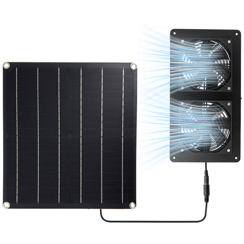 Wetterfestes 20-w-solarpanel-set Mit Gleichstromlüfter Für Kleine Hühnerställe, Gewächshäuser, Gartenhäuser, Tierhäuser, Fensterabluft (doppelversion)