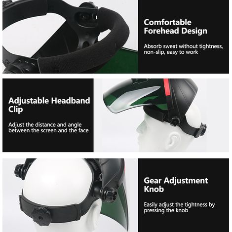 Schweißermaske Mit Großem Sichtfeld, Automatisch Abblendender Sonnenblende Und Am Kopf Befestigter Schutzhaube Zum Schleifen Und Schweißen