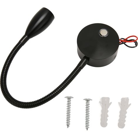 Led-schwanenhalslampe Für Wohnmobile, Mit Usb-c-anschluss, Touch-bedienung, Sanfte Leselampe Für Den Nachttisch, Für Reisemobile Und Boote, Schwarz, Dc 12–24 V