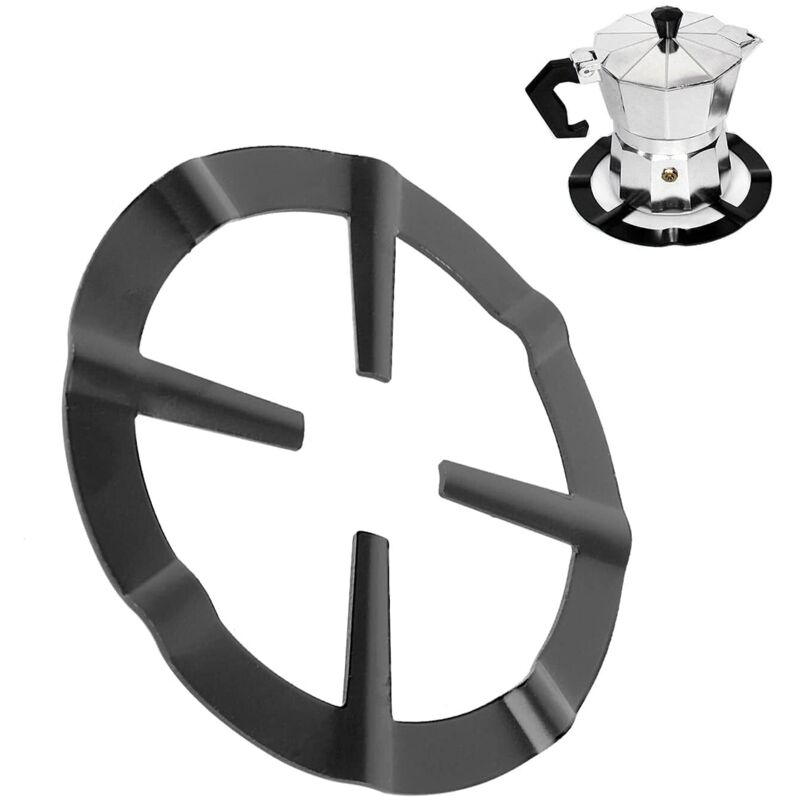 Support De Casserole Moka, Support Pot À Moka Acier Inoxydable Pour Cuisinière Gaz Rond Métal Réducteur D'Anneau De Gaz Cafetière Réducteur Étagère Anneau Pour Cuisson - Noir 13.3cm