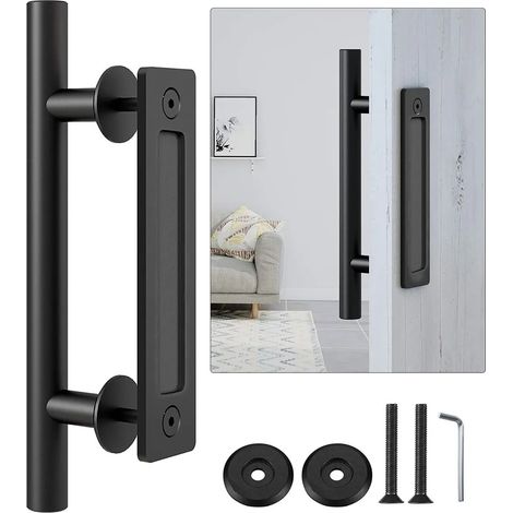 30 Cm Schiebetürgriff, Schwarz, Großes Rustikales Design, Geeignet Für Tore, Garagen, Schränke