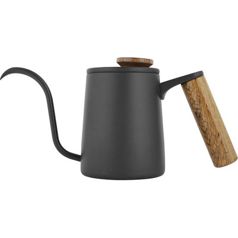 350 Ml Wasserkocher Aus Edelstahl Mit Langem Schwanenhals Und Griff Für Die Manuelle Zubereitung Von Kaffee Und Tee (schwarz)