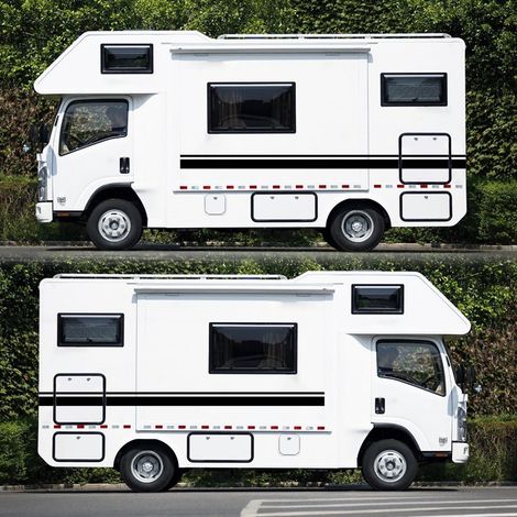 Yctze Autostreifen-grafikaufkleber Für Zwei Seiten, Wohnmobil-aufkleber, Autoaufkleber Für Wohnwagen, Reiseanhänger, Van, Fahrzeugaußenbereich