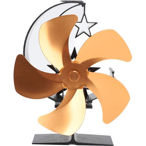 5-blatt-holzofenventilator, Ultraleiser Luftzirkulationsheizer, Energiesparender, Wärmebetriebener Kamin Für Eisangeln, Camping, Gold