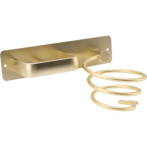 Hängender Haartrocknerhalter Aus Aluminium Fürs Badezimmer, Goldener Haartrocknerständer