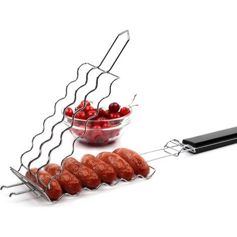 Grillkorb, Metall-wursthalter Für 6 Hotdogs, Metall-wurstgitter Mit Grillklemme Für Picknicks Und Küchen
