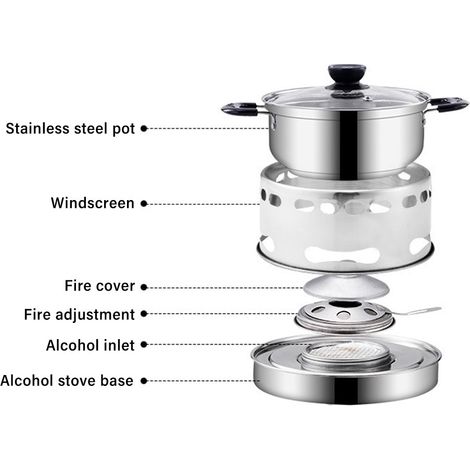 Outdoor-spirituosenpavillon Aus Edelstahl Mit Tragbarem Brenner. Rost- Und Korrosionsbeständiger Brenner. Ideal Für Camping, Wandern Und Camping.