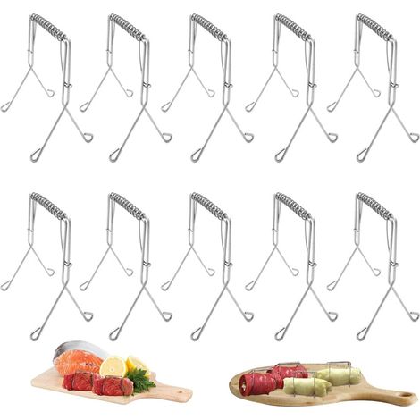 10 Wiederverwendbare Edelstahl-rollclips, Grillspieße Aus Edelstahl 304, Rollspießnadeln, Alternative Zu Schnur