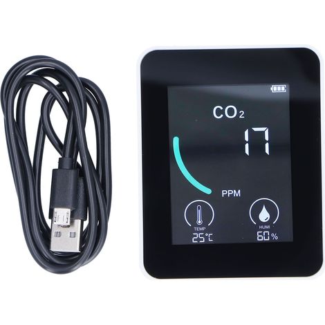 2co1t Lcd-co₂-detektor, Digitaler Temperatur- Und Feuchtigkeitsdetektor Mit Alarmfunktion, Tragbar Und Echtzeitüberwachung Für Zuhause Und Büro, Weiß
