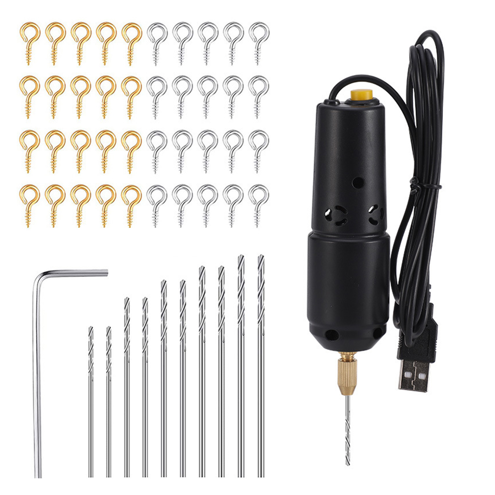 Tragbarer Usb-minibohrer 0,8–1,2 Mm, 10-teiliges Bohrerset Für Die Schmuckherstellung