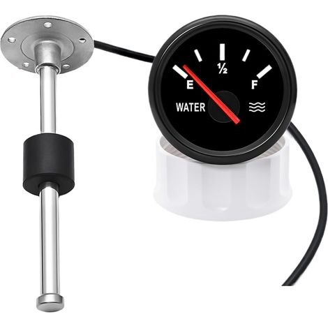 Wasserstandsanzeiger 0–190 Ohm 2" (52 Mm) Mit Roter Leuchte Und Wasserstandssensor Für Alle Boote Und Yachten. Präzise Und Zuverlässige Anzeige (100-mm-sensorx-anzeige).