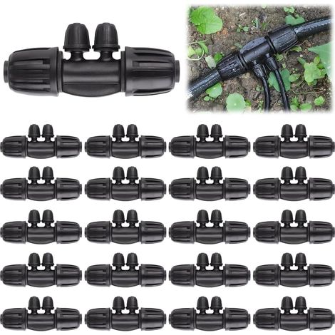 Set Mit 20 T-stücken Mit Verriegelung Und Widerhaken Für Bewässerungszwecke, Mit Anschlussgrößen Von 1/2 Zoll Bis 1/4 Zoll (12/16 Mm Und 4/7 Mm). Bewässerungsarmaturen. 4-wege-verriegelungs-t-stück Mi